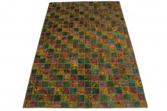 Patchwork Rug Green Red Yellow in 250x160cm