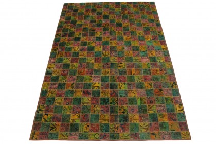 Patchwork Rug Green Red Yellow in 250x160cm