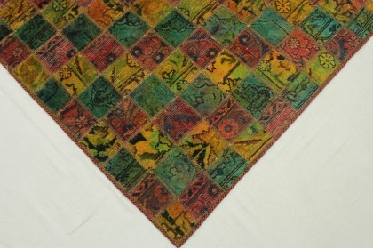 Patchwork Teppich Grün Rot Gelb in 250x160cm (3 / 4)