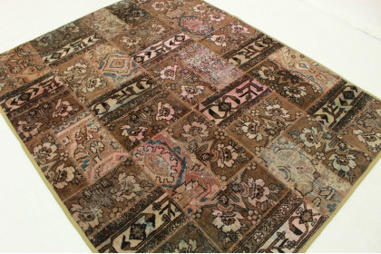 Patchwork Rug Brown Rose in 200x160cm (2 / 4)