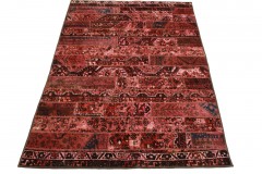Patchwork Teppich Rot Rosa in 250x170cm