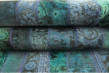 Patchwork Teppich Läufer Türkis in 300x80cm (3 / 9)