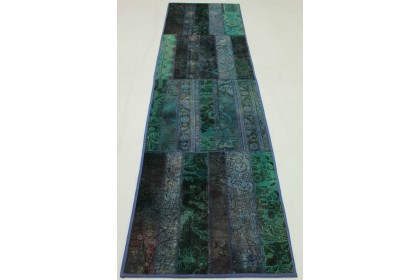 Patchwork Teppich Läufer Türkis in 300x80cm (6 / 9)