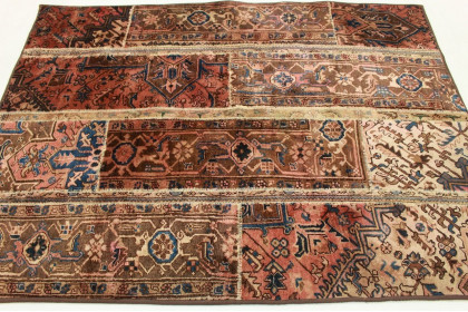 Patchwork Teppich Braun Rosa in 200x150cm (3 / 5)