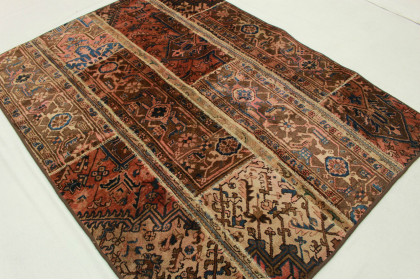 Patchwork Teppich Braun Rosa in 200x150cm (4 / 5)