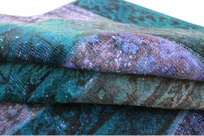 Patchwork Rug Purple Turquoise in 240x170cm (4 / 5)
