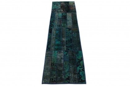 Patchwork Rug Runner Turquoise in 300x80cm