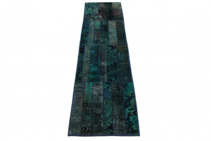 Patchwork Rug Runner Turquoise in 300x80cm