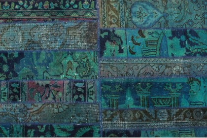 Patchwork Rug Runner Turquoise in 300x80cm (2 / 9)