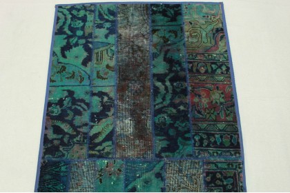 Patchwork Rug Runner Turquoise in 300x80cm (7 / 9)
