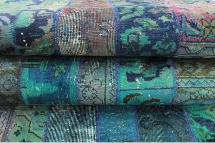Patchwork Rug Runner Turquoise in 300x80cm (8 / 9)
