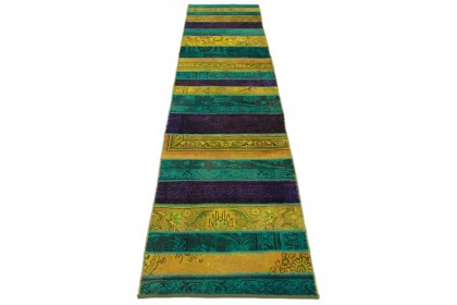 Patchwork Rug Runner Purple Turquoise Curry in 310x80cm