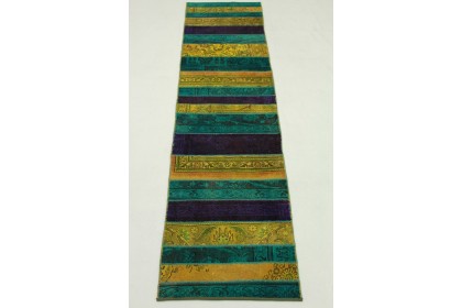 Patchwork Rug Runner Purple Turquoise Curry in 310x80cm (3 / 9)
