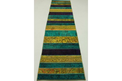 Patchwork Rug Runner Purple Turquoise Curry in 310x80cm (5 / 9)