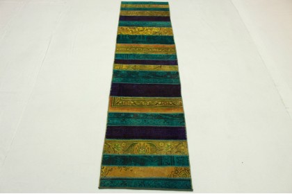 Patchwork Rug Runner Purple Turquoise Curry in 310x80cm (6 / 9)