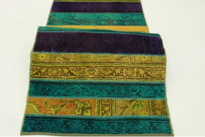 Patchwork Rug Runner Purple Turquoise Curry in 310x80cm (9 / 9)