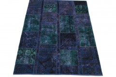 Patchwork Teppich Blau Türkis in 200x151cm