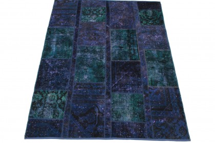 Patchwork Teppich Blau Türkis in 200x151cm