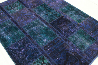Patchwork Teppich Blau Türkis in 200x151cm (4 / 4)