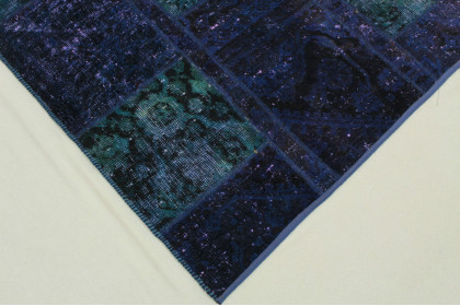Patchwork Teppich Blau Türkis in 200x151cm (2 / 4)