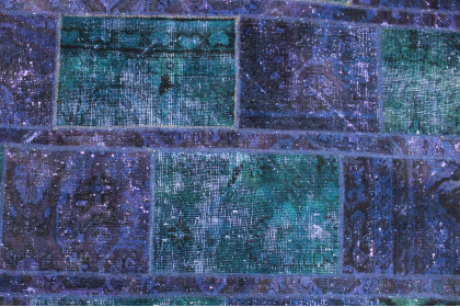 Patchwork Rug Blue Turquoise in 200x151cm (3 / 4)