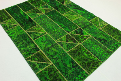 Patchwork Teppich Grün in 240x180cm (2 / 4)