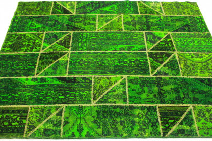 Patchwork Teppich Grün in 240x180cm (3 / 4)