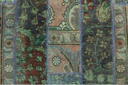 Patchwork Rug Green Purple in 250x170cm (2 / 5)