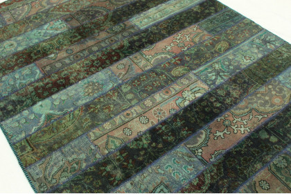 Patchwork Rug Green Purple in 250x170cm (4 / 5)