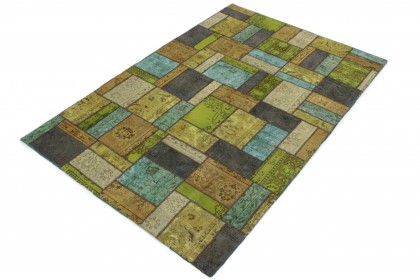 Patchwork Rug Beige Turquoise Green Purple in 300x200 (2 / 4)