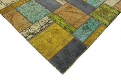 Patchwork Teppich Gold Beige Türkis Blau in 300x200 (4 / 5)