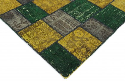Patchwork Teppich Grau Gelb Grün in 200x150 (4 / 6)