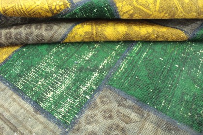 Patchwork Teppich Grau Gelb Grün in 200x150 (6 / 6)