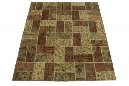 Patchwork Rug Brown Beige Rose in 240x200cm