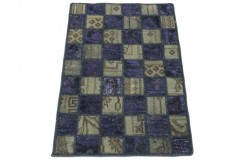 Patchwork Teppich Grau Lila in 90x60