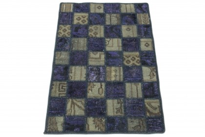 Patchwork Teppich Grau Lila in 90x60