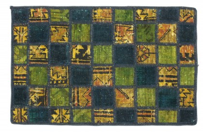 Patchwork Teppich Gelb Grün Blau in 90x60 (3 / 3)