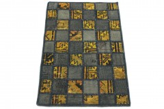 Patchwork Rug Gray Yellow in 90x60