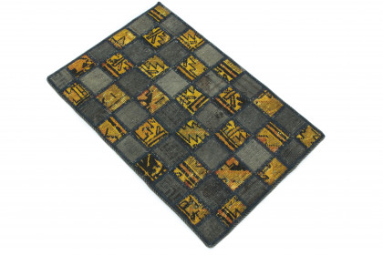 Patchwork Rug Gray Yellow in 90x60 (2 / 3)