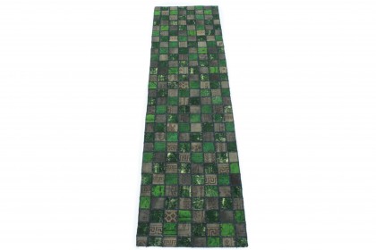 Patchwork Rug Runner Green Mud in 310x80