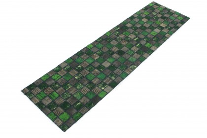 Patchwork Rug Runner Green Mud in 310x80 (2 / 5)