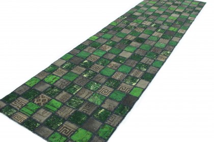 Patchwork Rug Runner Green Mud in 310x80 (4 / 5)