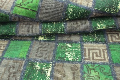 Patchwork Rug Runner Green Mud in 310x80 (5 / 5)