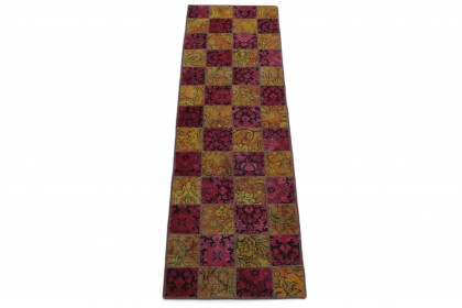 Patchwork Rug Runner Orange Pink in 260x80