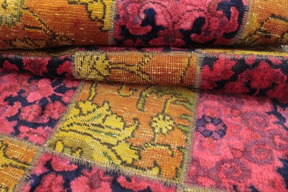 Patchwork Rug Runner Orange Pink in 260x80 (4 / 4)