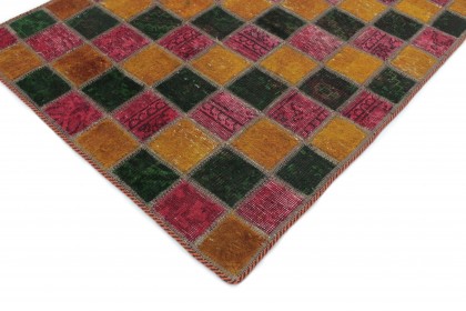 Patchwork Rug Runner Orange Pink Green in 270x80 (3 / 4)