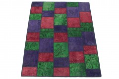 Patchwork Rug Green Purple Red in 200x150