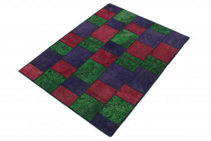 Patchwork Rug Green Purple Red in 200x150 (2 / 5)