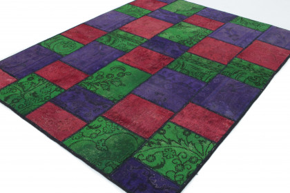 Patchwork Rug Green Purple Red in 200x150 (3 / 5)