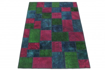 Patchwork Teppich Grün Pink Blau in 240x170